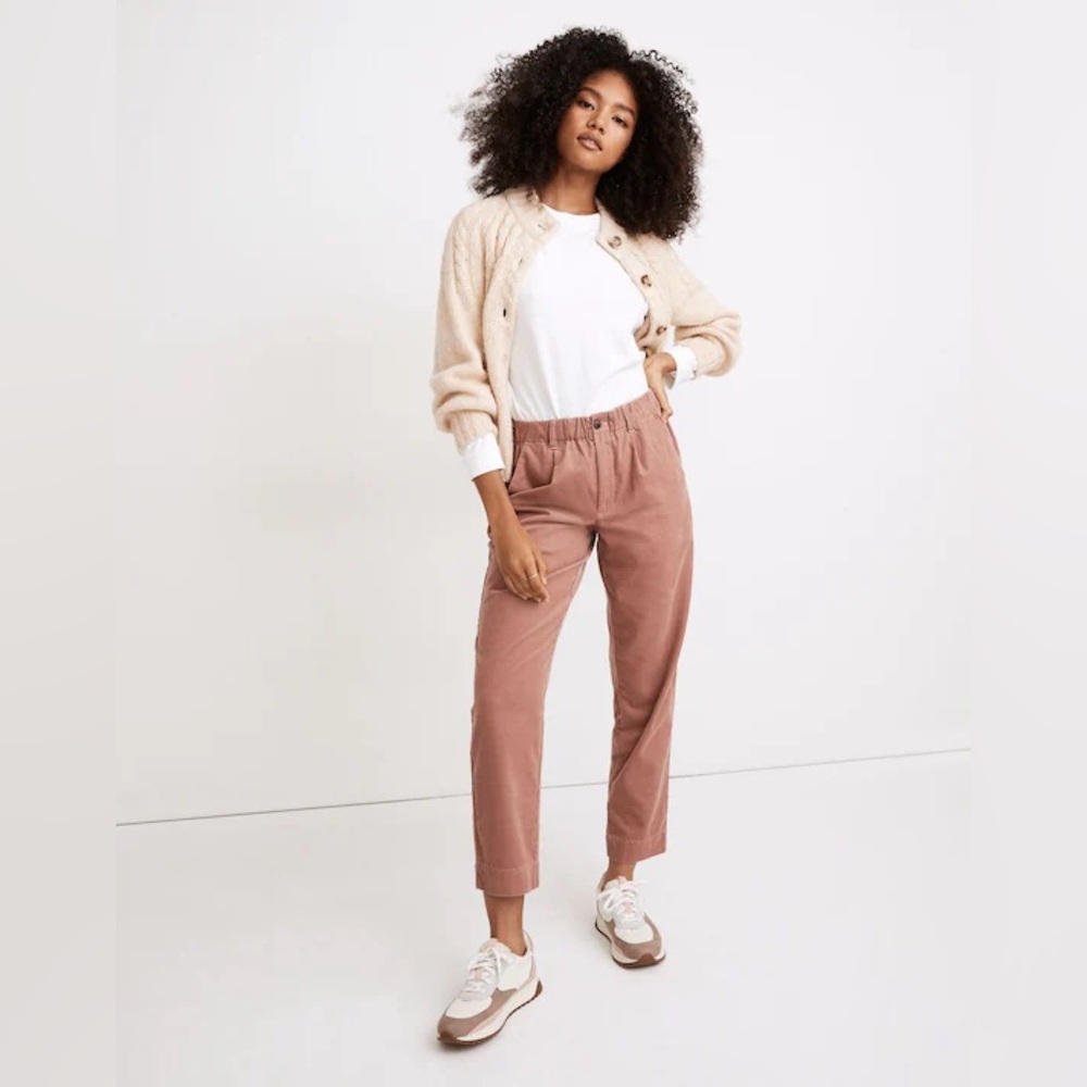 Madewell Mauve Corduroy Pull-On Mid-Rise Jogger Pants, Size M